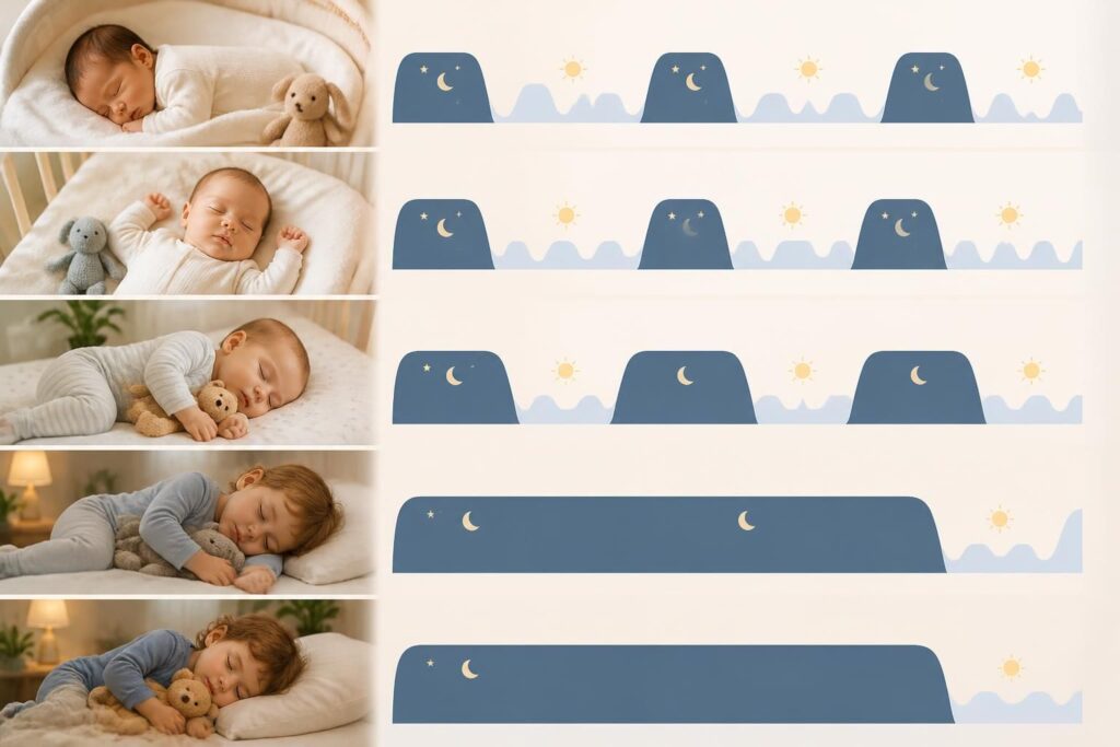 découvrez le tableau du sommeil de bébé : durées et rythmes de sommeil adaptés à chaque âge pour bien comprendre et accompagner les nuits de votre enfant.