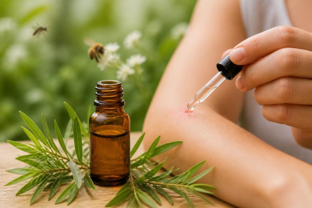 découvrez les bienfaits de l'huile essentielle de tea tree pour apaiser rapidement les piqûres d'insectes comme les moustiques et les abeilles. soulagement naturel et efficace.